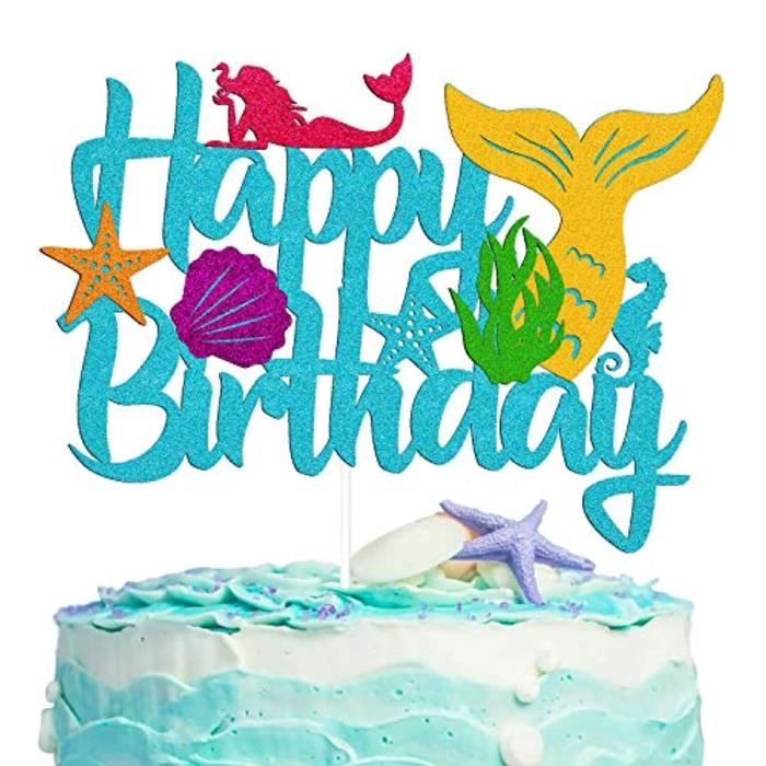 Support A Decorer Bamfz Petite Sirene Theme Paillettes Pour Anniversaire 6 Mois 1er 2e 3e 4e 5e 6e Decoration De Gateau Sous La Mer Cdiscount Beaux Arts Et Loisirs Creatifs