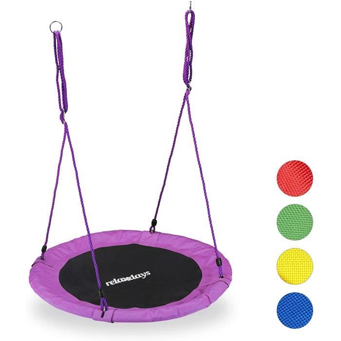 Balançoire Nid D'Oiseau Ø100cm - Pour Enfant Et Adulte - Charge 300kg - Corde PE - Jardin, Terrasse - Noir