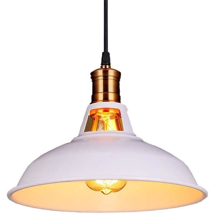 Lustre Industriel Suspension Luminaire de Plafond Abat-jour en Métal