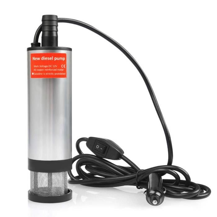 Pompe Immergée électrique 12V - Pour Eau, Diesel, Huile, Débit 30L/min, Diamètre 51mm, Câble 2.3m