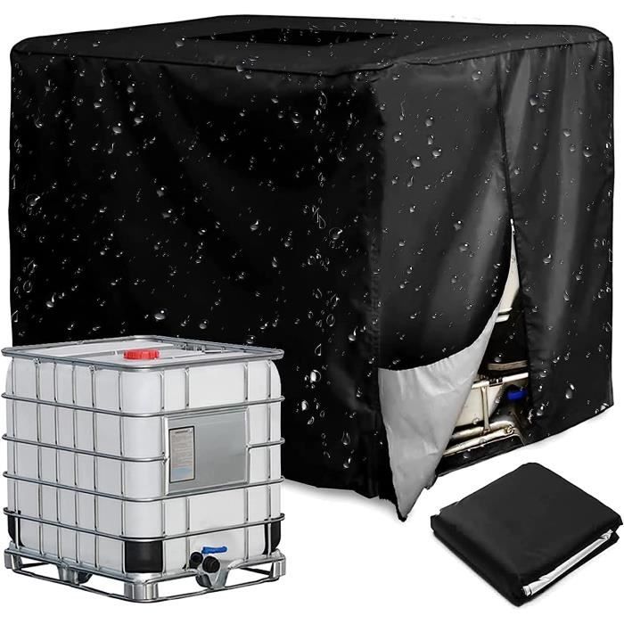 Bâche De Protection Pour Cuve IBC 1000L/800L/600L - Tissu Polyester 210D Anti-UV, Anti-Poussière, Anti-Pluie - Noir
