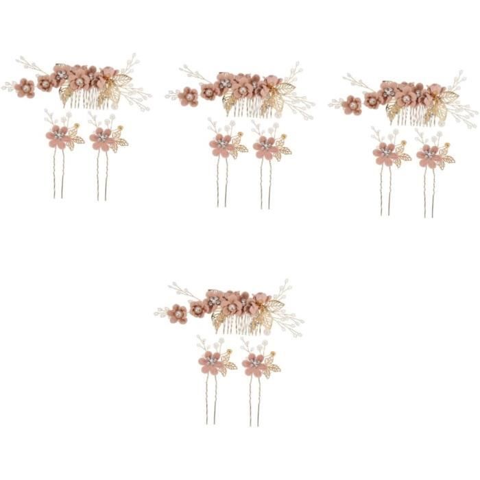 Lot De 4 Barrettes à Cheveux En Strass Argenté Pour Mariée Ou Soirée - Élégantes, Avec Perles, Pour Coiffures Updo - 11