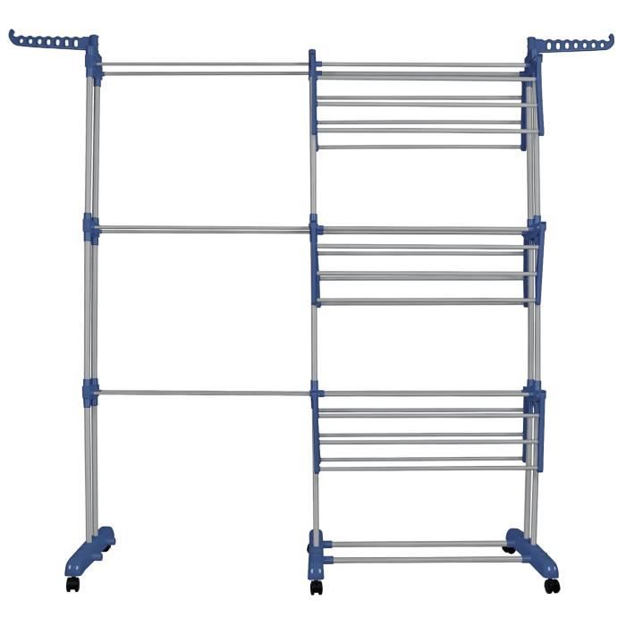 Viyiduo FIL À LINGE ÉTENDOIR Séchoir (plastique bleu + tube gris