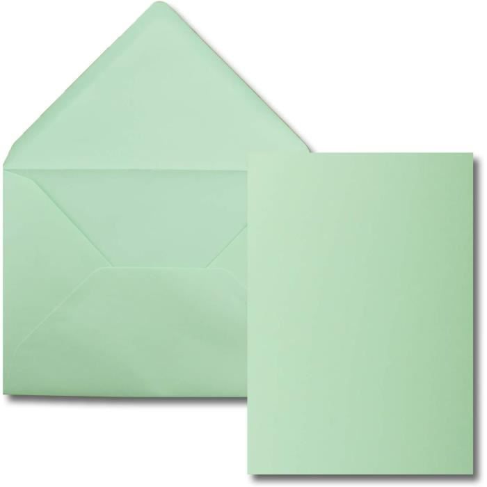 Lot De 50 Cartes Simples + Enveloppes - Format A5 (14,8x21 Cm) Et C5 (15,4x22 Cm) - Blanc Brillant