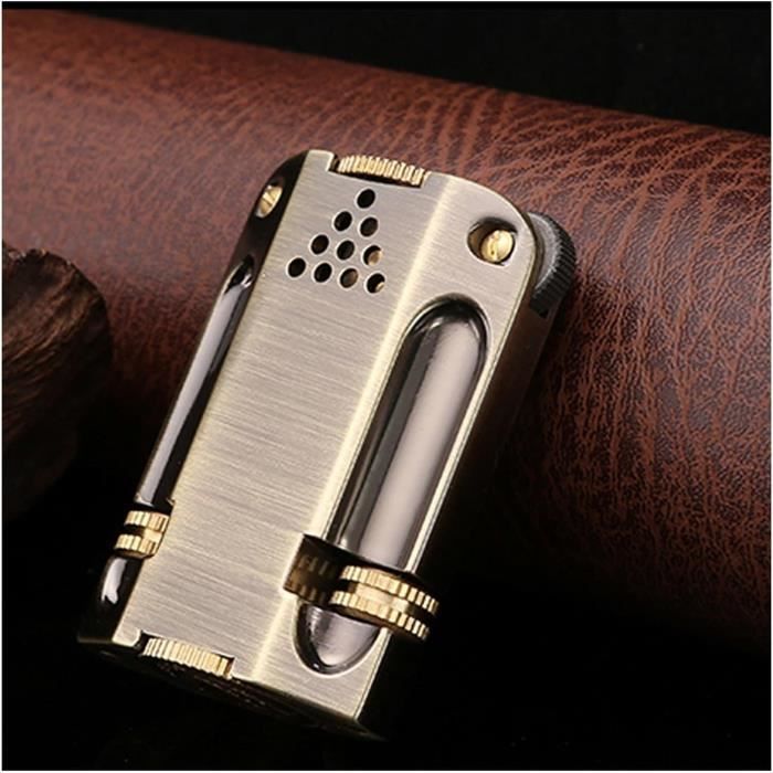Briquet à Meule Métal - Kérosène Rétro, Réutilisable, Portable 76x16mm, Cadeau Homme, Briquet Vide (sans Carburant)