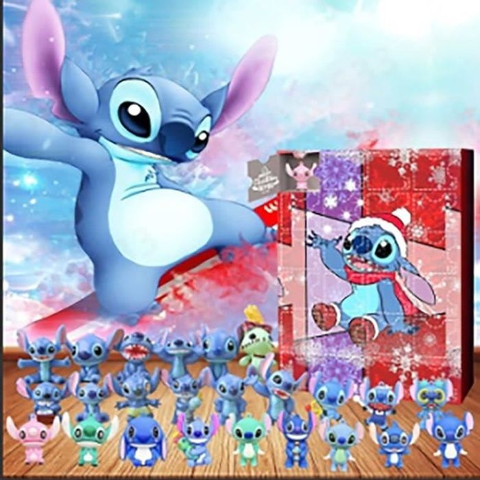 Lilo & Stitch Cartoon Figures Noël Calendrier de l’Avent 24pcs Cartoon Toys  Ornement Compte À Rebours Calendrier-YP2