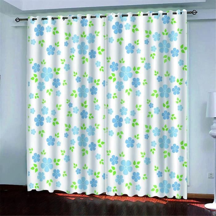 Lot De 2 Rideaux Occultants Thermiques à Oeillets - Motif Floral, 140x240 Cm, Isolation Lumière Et Chaleur