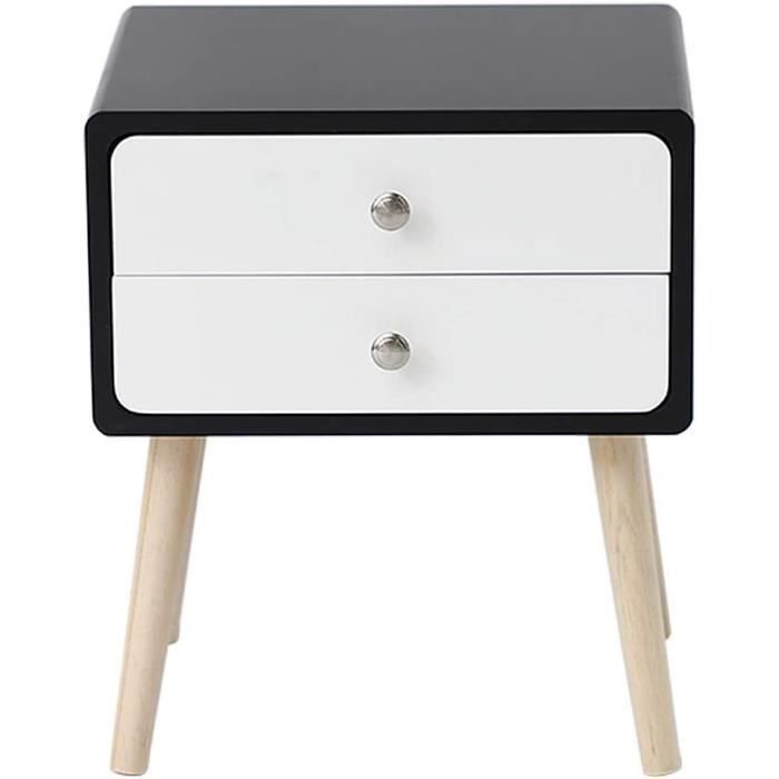 Table de chevet INES effet chêne et cannage rotin 2 tiroirs - Bois - Maison