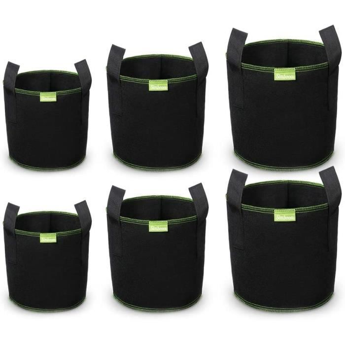 Sacs De Culture En Tissu Non Tissé - Lot De 5 - 27L - Pour Tomates, Pommes De Terre - Aération Racines