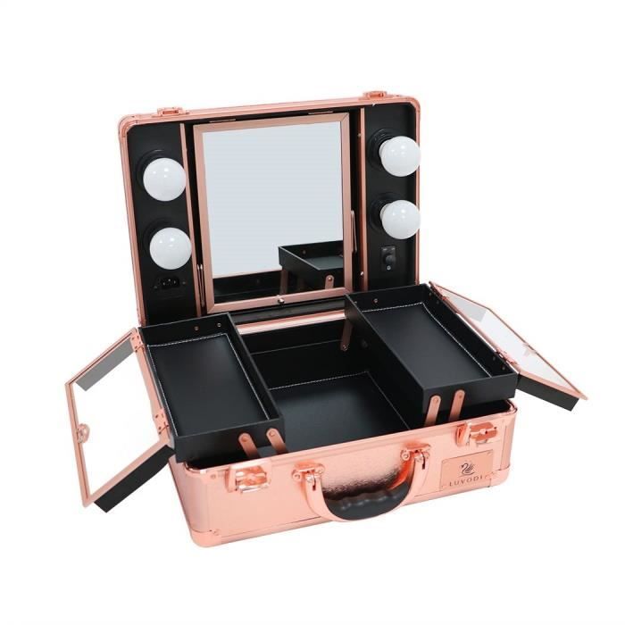 LUVODI@ Mallette Maquillage Professionnel Beauty Case en Aluminium Valise  Cosmétique avec 4 Ampoules LED Miroir et Serrure - Cdiscount Bagagerie -  Maroquinerie