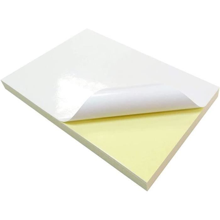 Etiquettes autocollantes 65x65mm papier velin blanc