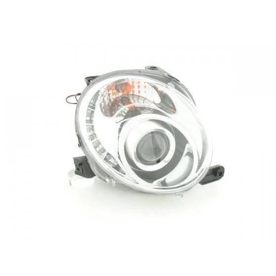Phares Avant Gauche Et Droit Pour Fiat 500 (312) 2007-2015 - Kit H7 Avec Moteur De Réglage - Compatible Hayon Et Cabriolet
