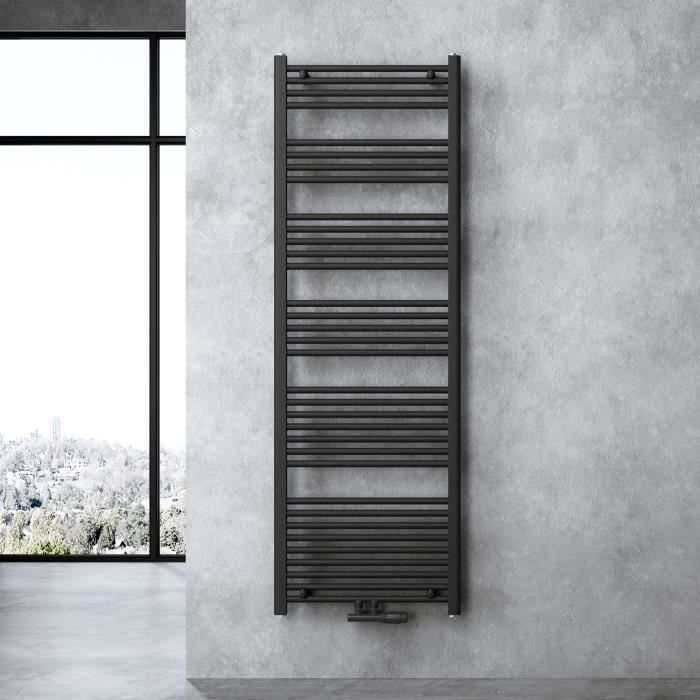 Sogood radiateur de salle de bain sèche-serviette 180x60cm radiateur tubulaire vertical chauffage à eau chaude noir-gris