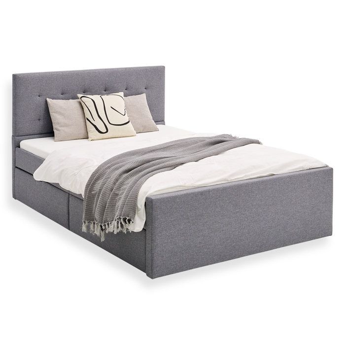 Lit Rembourré 140x200 Lit Double 4 Tiroirs Cadre Sommier à Lattes Gris Foncé Lit Rembourré 140x200 Lit Double 4 Tiroirs Cadre Sommier à Lattes Gris Foncé