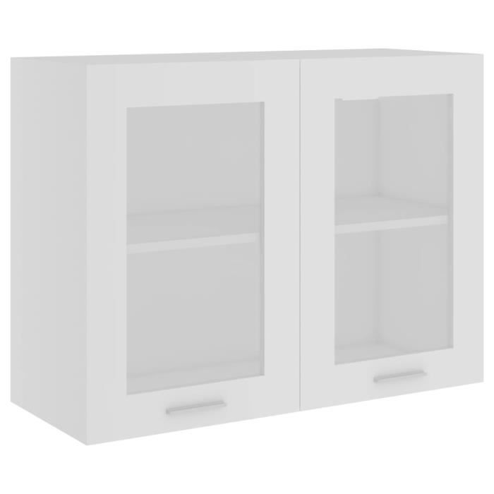 Armoire de cuisine suspendue en verre HOMMIE® - Blanc 80x31x60 cm