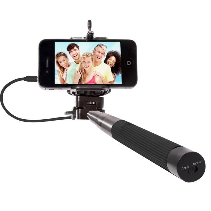 Perche à selfies THUMBSUP Click Stick - Noir - 100 cm - pour Téléphone portable - Trépied 3 kg