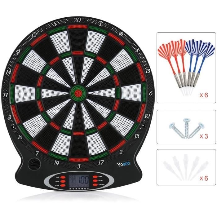 Cible Fléchette Électronique, Cible de Fléchette Professionnelle avec LCD Indicateur de Score et