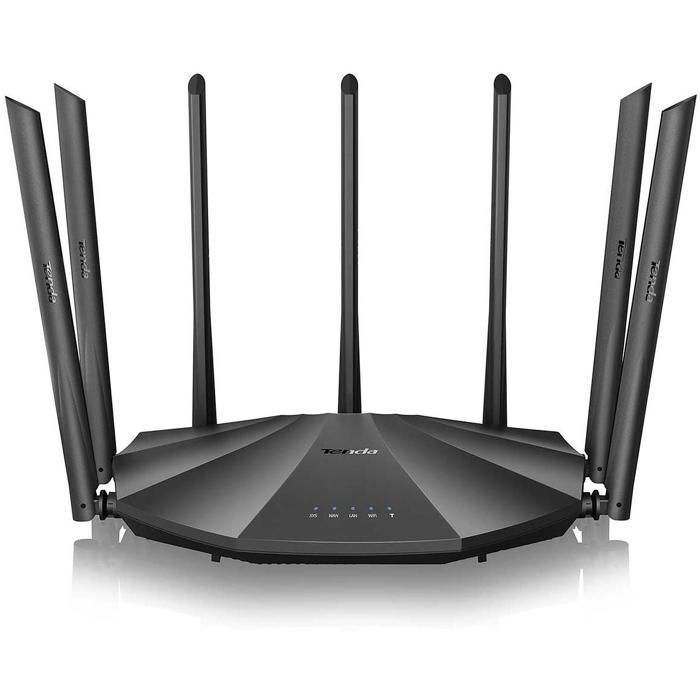 TENDA Routeur WiFi AC2100 bi-bande Ports Gigabit Configuration facile USB 2.0 MU-MIMO IPv6 7*6dBi Antenne Fibre Optique.
