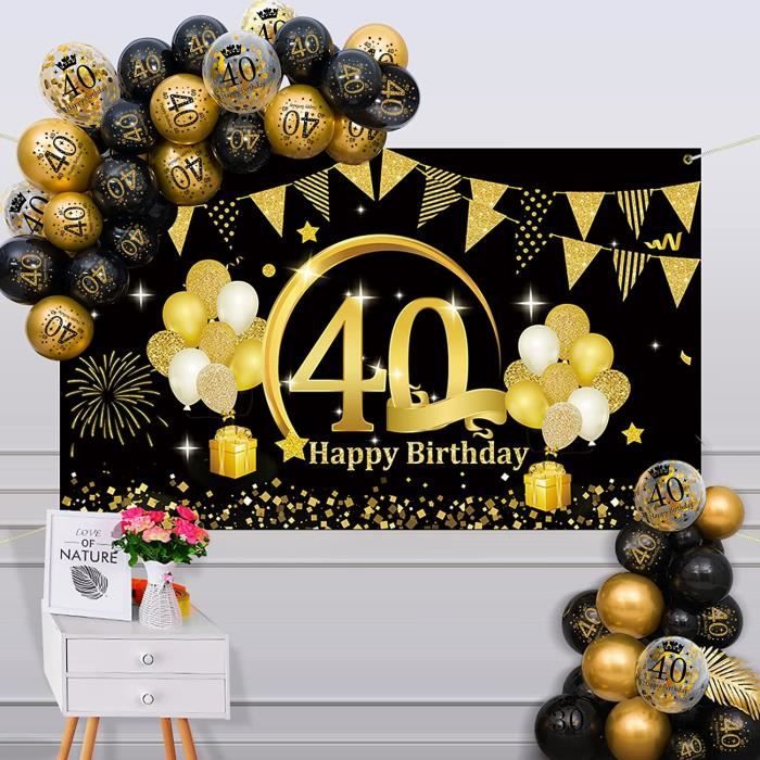 40 Ans Decoration De Fete Anniversaire Noir Et Or40 Ans Anniversaire Homme Femmeballon Or Noir 40 Ans Affiche Toile De Fond B 1044 Cdiscount Maison