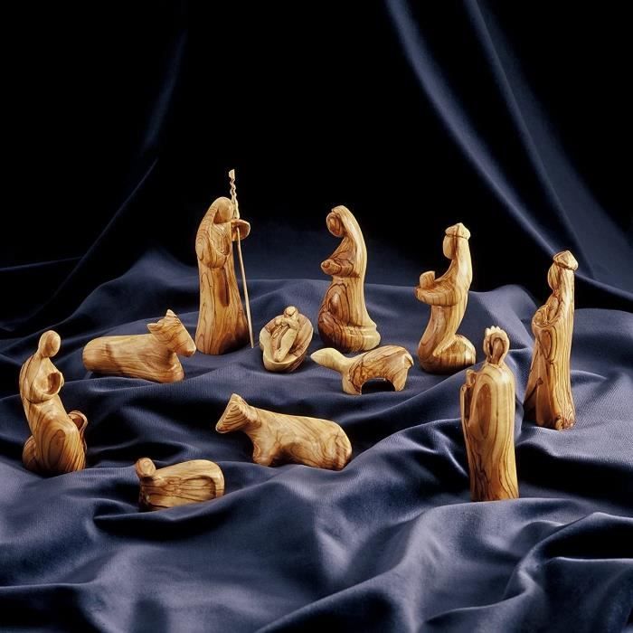 Figurines Pour Creche De Noel Style Moderne Hauteur 13 Cm 11 Pieces Sculptees A La Main De Bois D Olivier A Bethleem Dispo 160 Cdiscount Maison