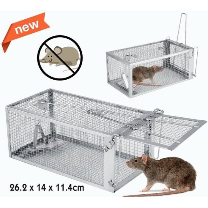 Cage Piège à Rats/souris - 2 Pièces, 27x11.5x14 Cm - Métal Galvanisé, Réutilisable - Capture Humaine Sans Blessure