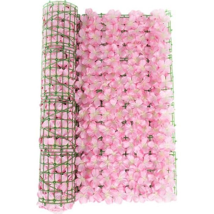 Treillis,Clôture en rouleau de lierre artificiel,clôture de fleurs,aménagement paysager,clôture de jardin,maison - Type Pink 0.5x1m