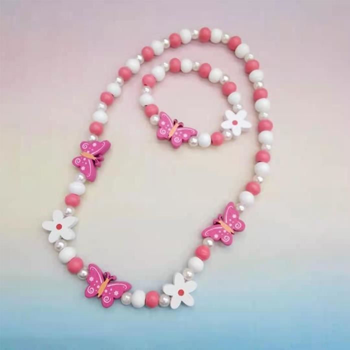 12Pcs Bracelet Fille Bijoux Enfants, Colorées en Bois Perle Amitié Fille Enfant Bracelet