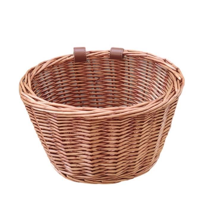 Panier Pour Velo Enfant Panier Avant En Rotin Synthétique Pour Vélo - Tissé à La Main - Réglable - Pour Guidon - Enfant Et Adulte Panier Vélo Tissé Main Réglable