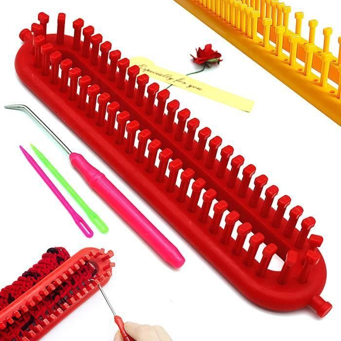 Kit Tricotin Rectangulaire, 4 Pièce Différentes Tailles Multifonctionnel Long Métier à Tricoter