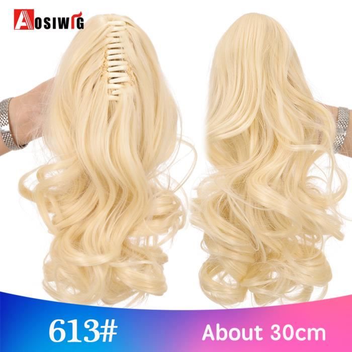 Postiche Queue De Cheval Mi-longue 40cm - Blond Doré Très Clair 8/24 - Synthétique à Fixer Avec Pince Crabe