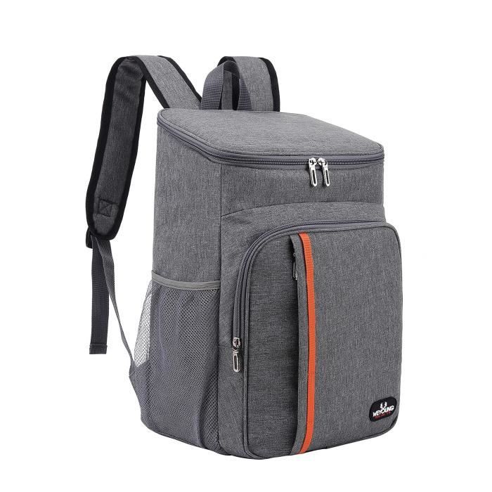 sac à dos isotherme à glacière 22l,sac de pique-nique sac isotherme portable cooler backpack bag, couleur: gris