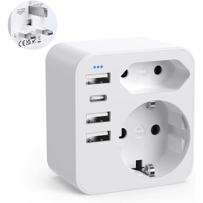 LENCENT 2X Adaptateur Prise UK/Anglaise/Royaume Uni/Angleterre 3 Broches vers Les Prises France LENCENT 2X Adaptateur Prise UK/Anglaise/Royaume Uni/Angleterre 3 Broches vers Les Prises France