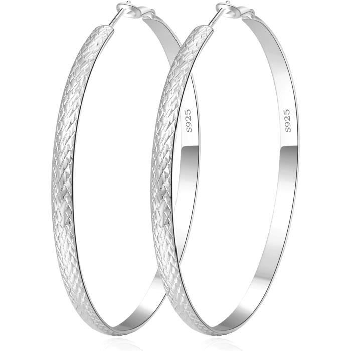 Boucles D'oreilles Créoles Argent Sterling 925 Et Bois D'ébène – Bijoux Faits Main