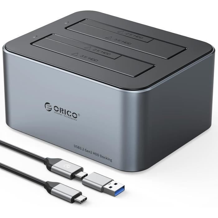 Station D'Accueil Disques Durs ORICO 4 Baies - Clone Hors Ligne 1:3 - Aluminium - USB-C 5Gbps - Jusqu'à 80 To
