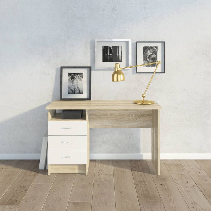 Dmora - Bureau Priscille 120 1 x 48 1 x 72 6 cm chêne blanc Panneau effet bois Dmora - Bureau Priscille 120 1 x 48 1 x 72 6 cm chêne blanc Panneau effet bois