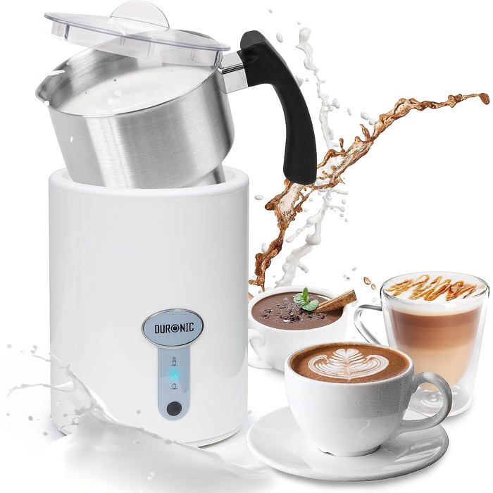 Duronic MF500 WE Mousseur à Lait électrique automatique 550W Pour café cappuccino latte chocolat chaud thé Mousse chaude ou