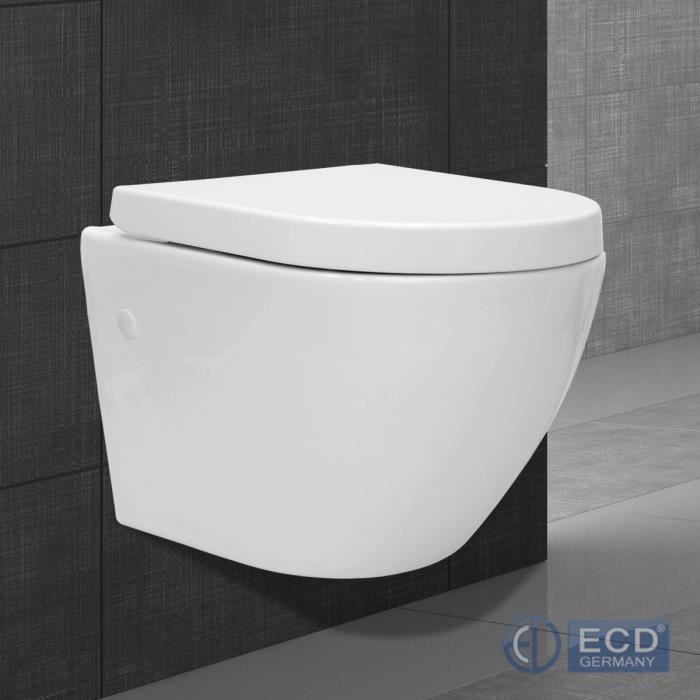 amovible Suspendu Design WC toilette sans marge de Chasse avec abattant de WC avec système dabaissement automatique Softclose 