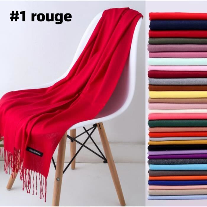 *1 rouge Foulard foulard imitation cachemire de couleur unie