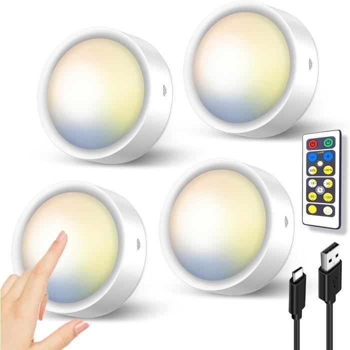 Spot LED Sans Fil Rechargeable RGB, 1600mAh Dimmable Lampe Placard Couleur  avce Telecommande Eclairage Vitrine Autocollante Lumiere Cuisine Sous  Meuble USB Veilleuse Adhesif pour Armoire Escalier : : Luminaires  et Éclairage