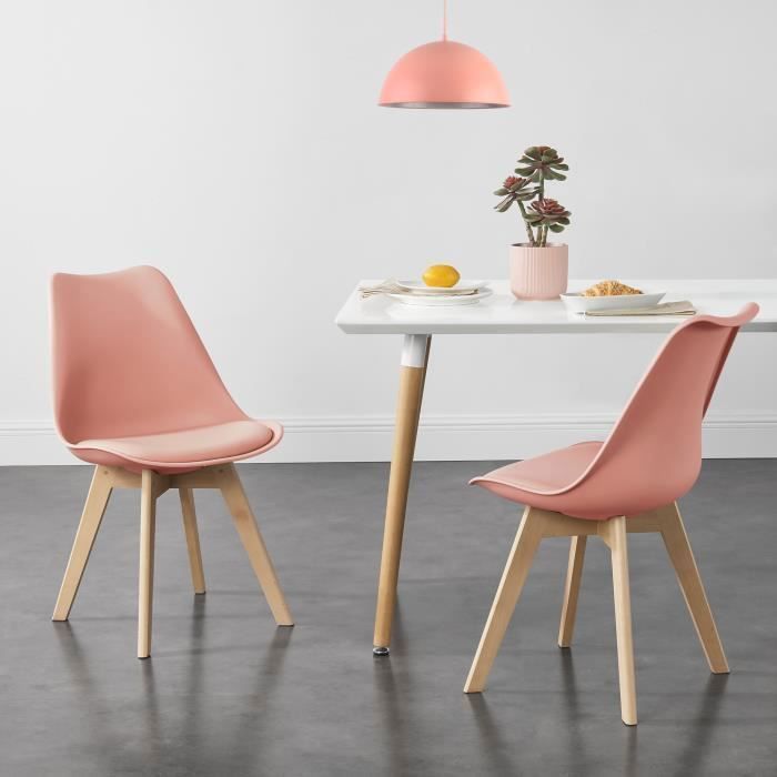 Lot de 2 chaises de salle à manger Fläten similicuir rose Lot de 2 chaises de salle à manger Fläten similicuir rose