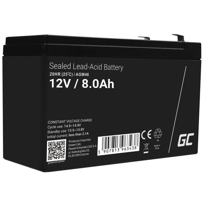 GreenCell® Rechargeable Batterie AGM 12V 8Ah accumulateur au Gel Plomb Cycles sans Entretien VRLA Battery étanche Résistantes