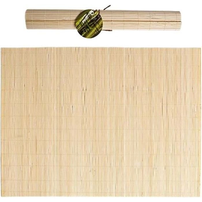 tapis de table en bambou motif napperon Set de table en vinyle tissé lavable pour table de salle à manger table de cuisine 