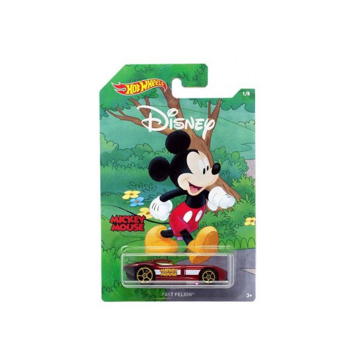 Vehicule Disney : Mickey Fast Felion Hot Wheels - Collection Mickey 90eme Anniversaire - Voiture Miniature Rouge 1:64 - Enfant