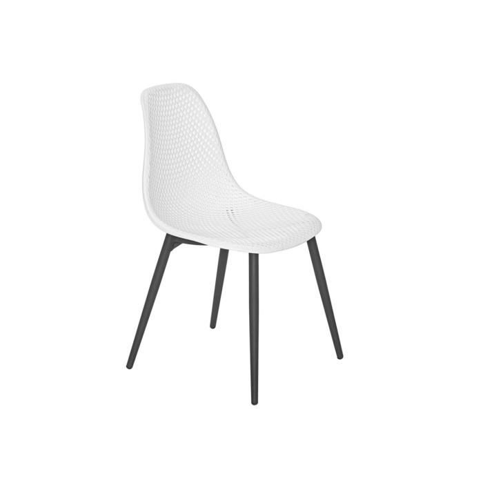 lot de 2 chaises de jardin en résine blanche quadrillée - jardiline - malte - aluminium - résistant - naturel