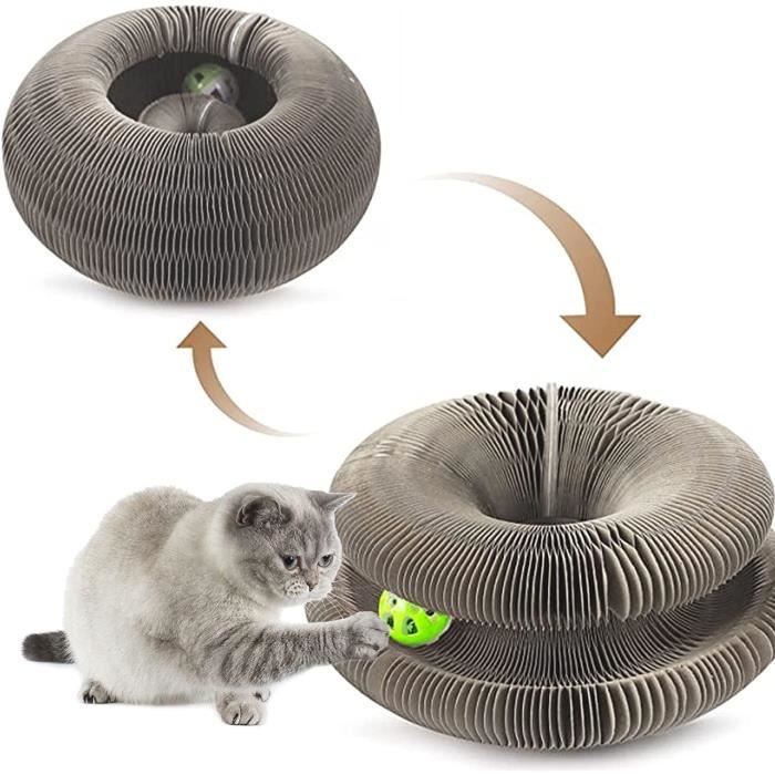 Comparer les prix de 2 en 1 Griffoir pour Chats avec clochette, magic organ Tableau à Gratter pour Chat, Jouet à gratter interactif pliable en papier