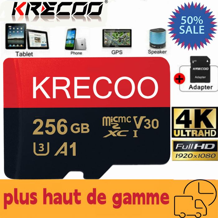 KREKCO Carte Mémoire 256 go + Adaptateur micmc-sd, micmcSDXC UHS-I, carte  mémoire flash, Class 10, U1, V30 - Cdiscount Appareil Photo
