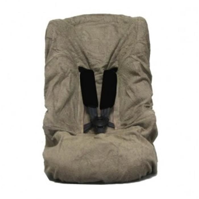 Housse De Siège Auto Looping - Tissu Éponge Lavable, Groupe 1/2/3, Fabriqué En France, Couleur Taupe