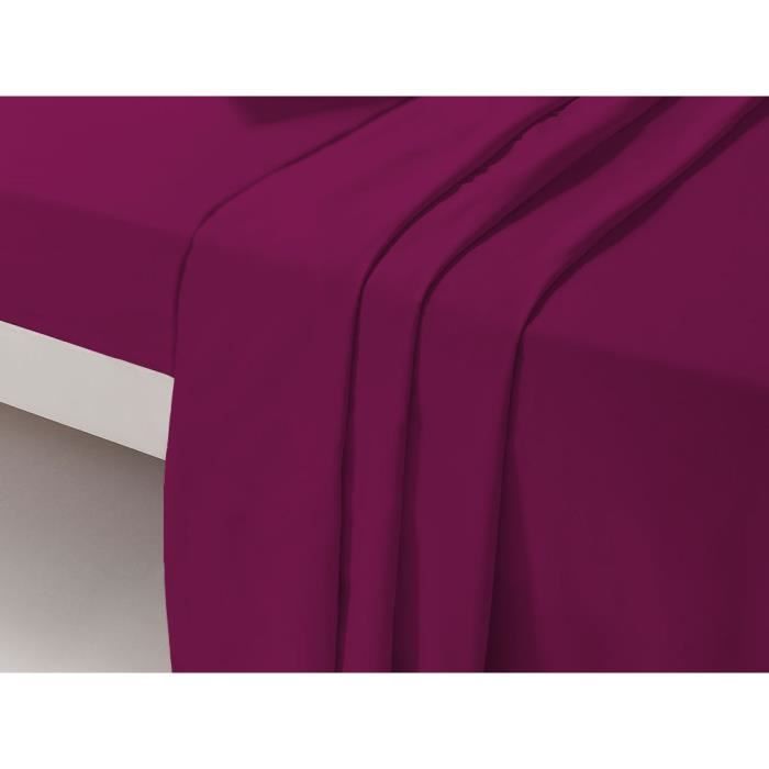 Drap - DP134 - Prune - 1 Place - 180 cm x 290 cm - 100% Coton - Lavable en machine