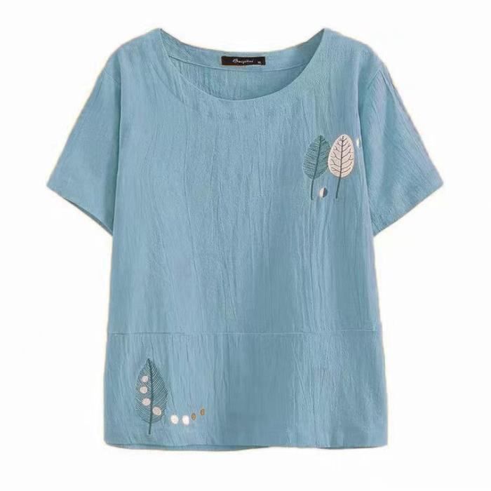 Chemisier d'été en coton et lin pour femmes tunique à manches