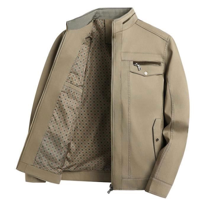 Blouson Homme Mi Saison En Coton Col Montant Casual Veste Zippee